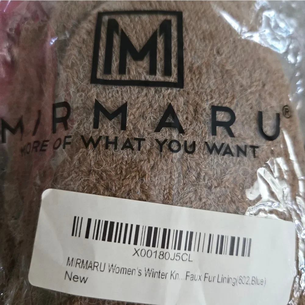 NIP MIRMARU KNITTED FINGERLESS MITTEN/GLOVES W/FAUX FUR LINING OSFM
